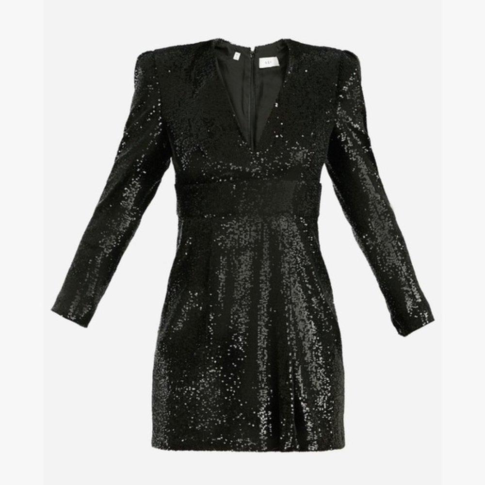 A.L.C. NWT Mara Sequined Strong-Shoulder Long Sleeve Mini Dress - Size 0